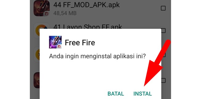 Cara Instal Free Fire FF Mod Apk Unlimited Diamond Anti Banned
